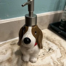 Pioneer Woman Charlie Basset Hound Dog Pump Liquid Soap Dispenser 8” Rare HTF
