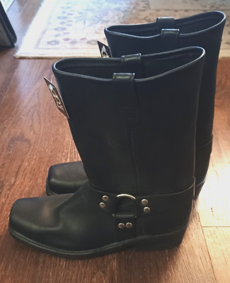 New sz 11.5 D Double-H 11'' Harness Biker Boots 4008 Black Leather Square Toe USA
