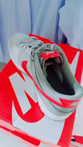 Nike Dunk Low GS Gray/Red/White Colorblock Low Top Lace Up Sneaker FB9109 012