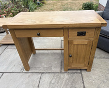 Wood Desk Brown, 1 Drawer & Cupboard Storage, Freestanding Home Office/Study