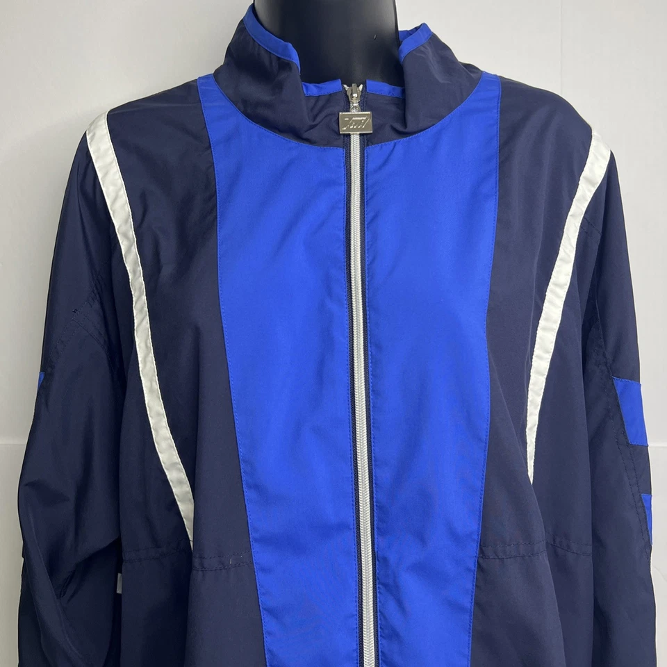 CHAQUETA VINTAGE AÑOS 80 Tail Tech cremallera completa para mujer grande GOLF TENNIS negra/azul/blanca Foto 2 de 4