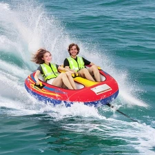 Towable Tube for Boating 1 or 2 Person Inflatable Boat Tube for Youth & Adult