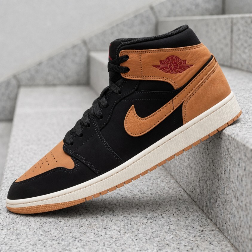 Nike Air Jordan 1 Mid SE Black Flax HV4091-002 Mens New | eBay