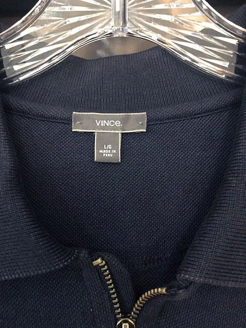 Camisa Vince Para Hombres Azul Manga Corta Cremallera 100% Algodón PIMA Talla L Nueva Sin Etiquetas Foto 2 de 3