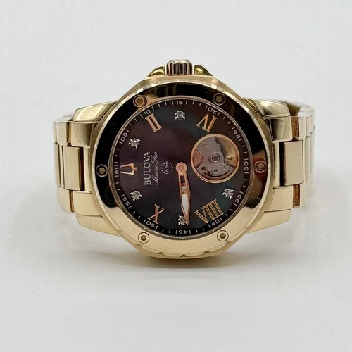 Bulova Marine Star Automatic Gold Stainless 35mm Ladies Watch 97P171 (CP1020837)