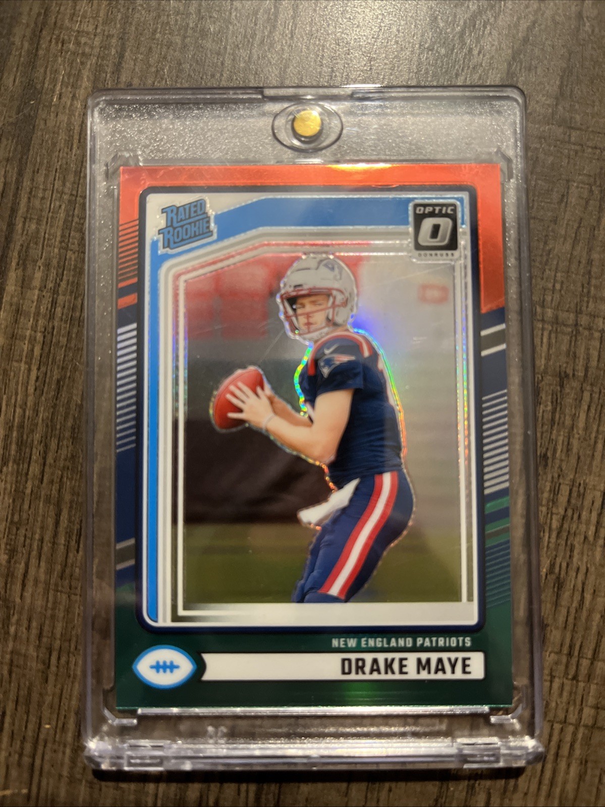 2024 Panini Donruss Rated Rookie Drake Maye #379 Optic Preview Red & Green Prizm