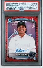 2025 Bowman Chrome Prospect Autographs Kevin Defrank CPAKD Red Reptilian PSA 10
