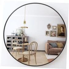  Bathroom Black Mirror 24" Circle Wall Mirror Metal Framed Large Hanging 