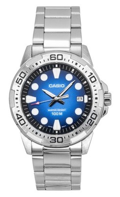 Casio Standard Quarz Sport Blau Zifferblatt MTD-140D-2AV 100M Herrenuhr