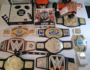 WWE Lot - Regalia, Youth Belts, Piggy Bank DVD Boardgame, Wrestling Ring,