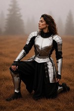 Black Knight Armor Costume, Womens Medieval Steel Fantasy Warrior Cosplay, LARP