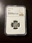 1918 Mercury (Winged Liberty Head) Dime 10C Silver .900 NGC F12 Business