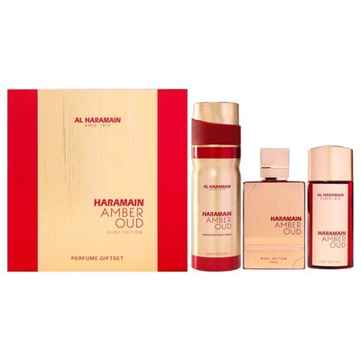 Amber Oud - Ruby Edition by Al Haramain for Unisex - 3 Pc Gift Set