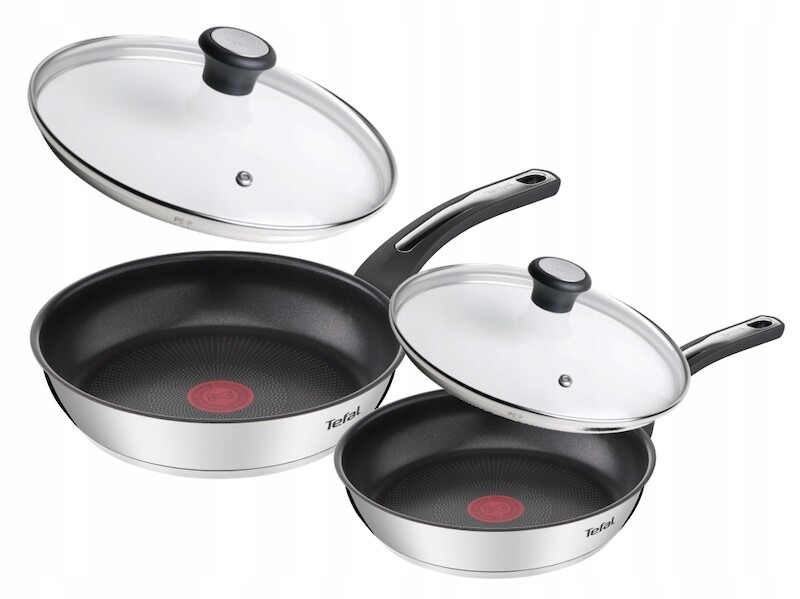 TEFAL EMOTION FRYPANS SET DIAMETER 24 / 28 CM + ORIGINAL GLASS LIDS, FRYING PANS