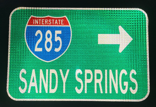 SANDY SPRINGS Interstate 285 route road sign 18"x12", Georgia, Marietta, Atlanta - Picture 2 of 8
