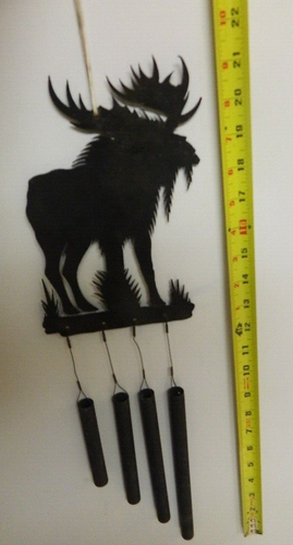 Vintage Rustic Metal Folk Art Moose Theme Wind Chime 21" - Picture 6 of 6