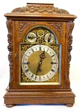 Antique Oak Triple Chain Fusee Mantel / Bracket Clock Playing Westminster Chimes