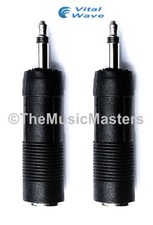 (2) 1/4" Female Jack to 1/8" Male Plug Mono Microphone Audio Mic Adapter VWLTW