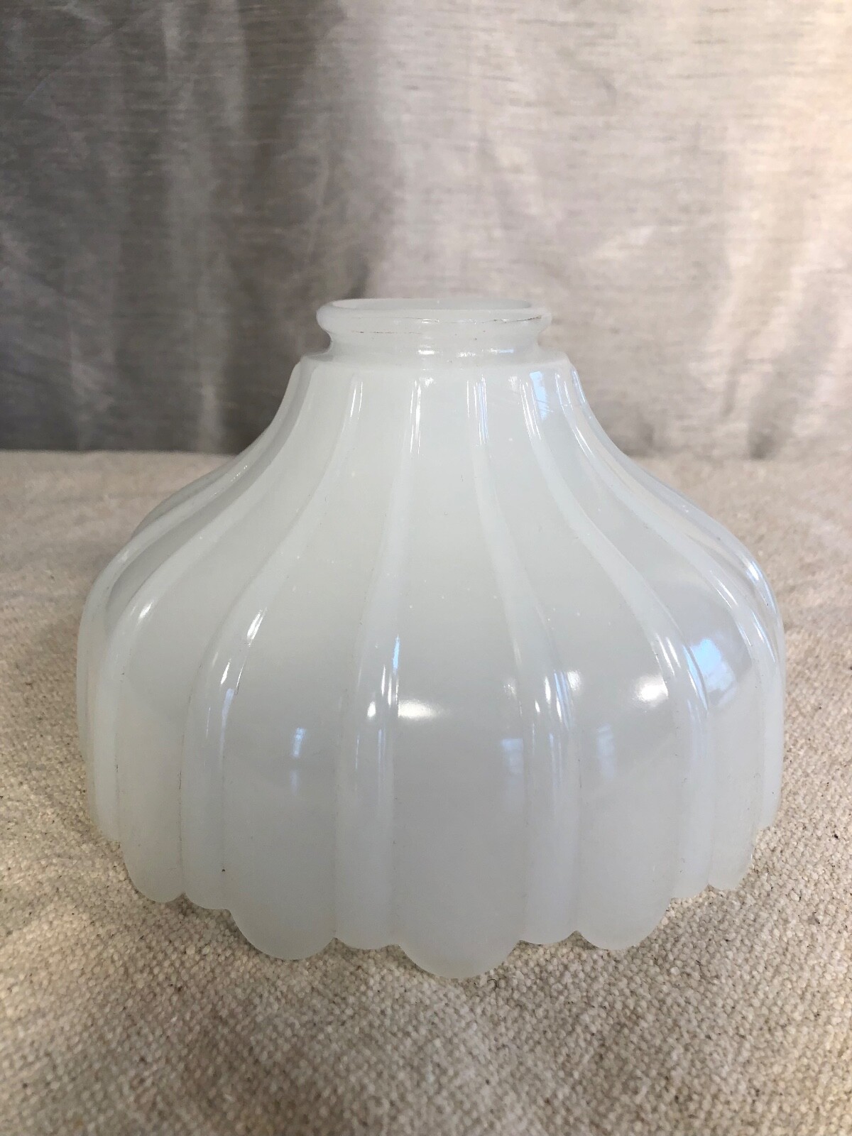 Antique Glass Lamp Shade, Victorian "Clambroth" Milk Scalloped Edge eBay