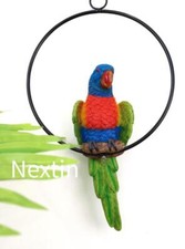 Rainbow Lorikeet Bird in Ring Figurine Statue Yard Garden Ornaments Decor 22cm