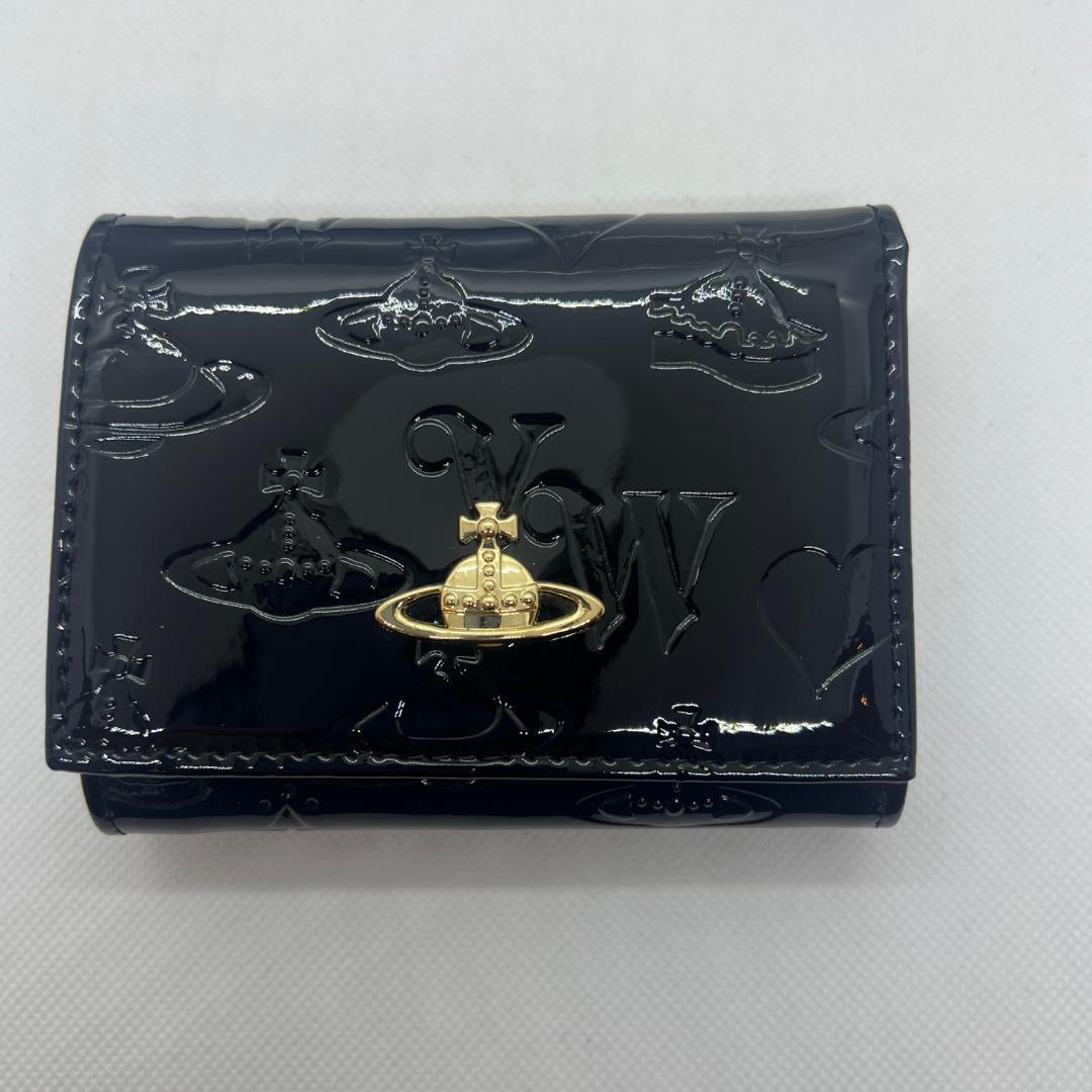 Vivienne Westwood Gamaguchi Trifold Wallet Black orb Enamel Vivienne Westwood Gamaguchi Trifold Wallet Black orb Enamel