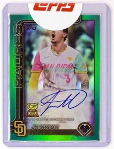 2025 Topps Jackson Merrill Flagship Real One Auto Green Foil Parallel #28/99