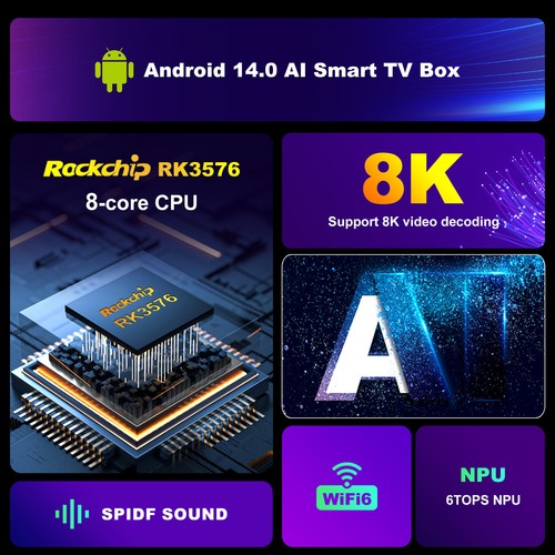H96 Max M9 Android 14 TV Box RK3576 4G/8G 128G WiFi6 1000M 8K AV1 H.265 HDR Box - Afbeelding 3 van 24