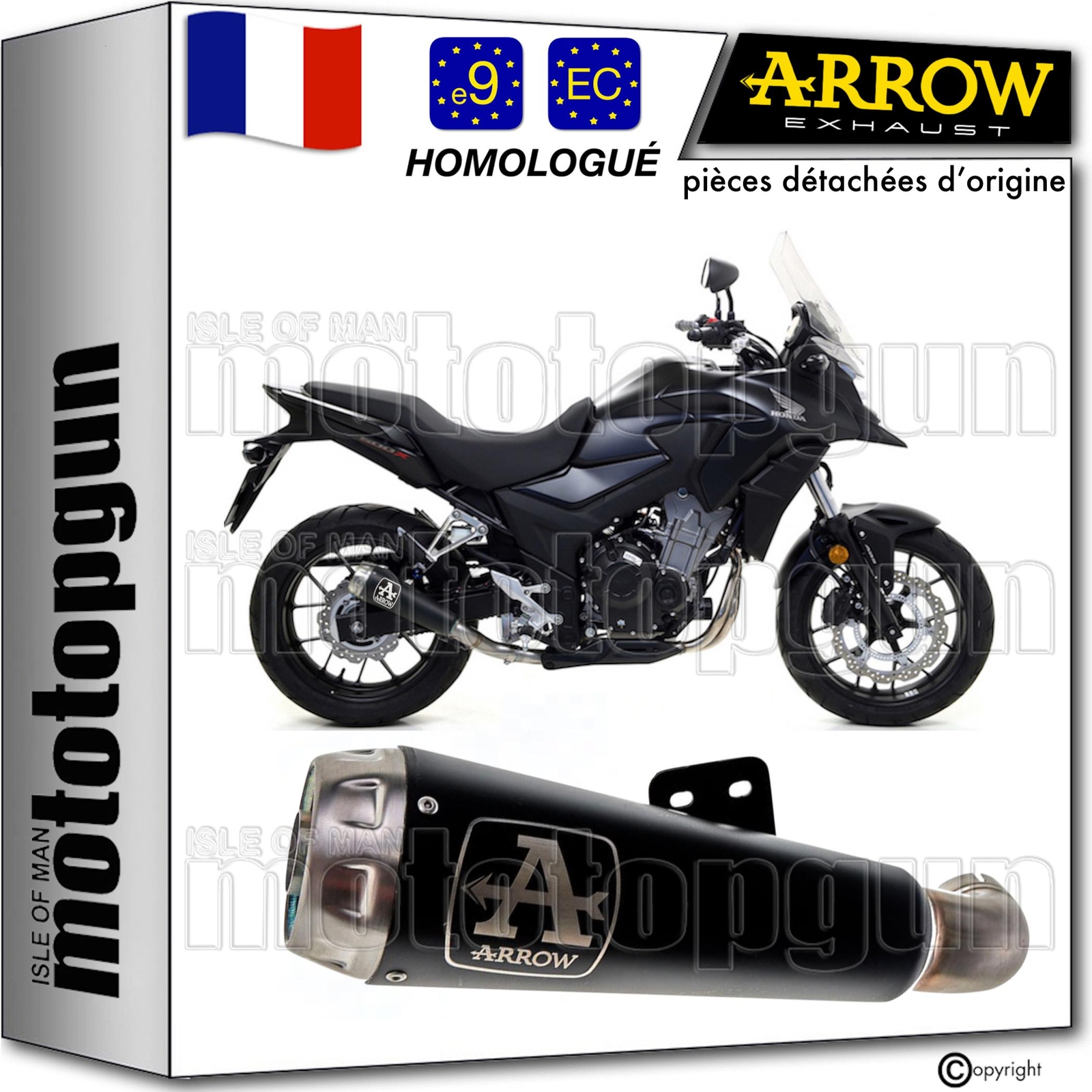 Silencieux moto Arrow Pro-Race homologué noir Honda CB500X 2017-2018