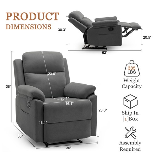 Recliner Chair for Adults, Small Recliner Chair for Small Spaces, Corduroy Chair - Picture 16 of 56
