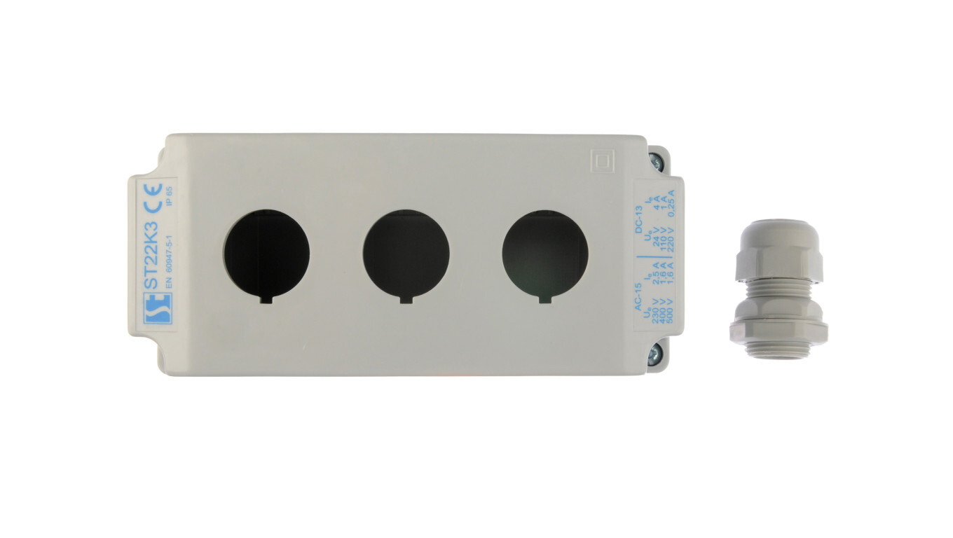 3-hole 22mm gray cassette housing IP65 ST22K300 /T2UK