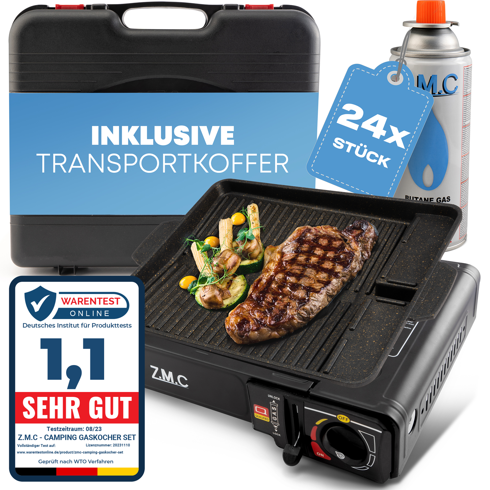 Set Griglia A Gas Woki 30 Mbar Con Griglia, Wok, Piastra Griglia E