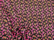Bullet Printed Liverpool Textured Fabric Stretch Black Pink Red Green Floral V41