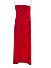 NEW ZARA WOMAN RED RUCHED MIDI DRESS SLEEVELESS WAIST 28" Medium M Y1132