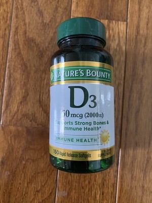 Nature's Bounty D3 50mcg (2000IU) 150 RAPID RELEASE SOFTGELS Exp 12/2025