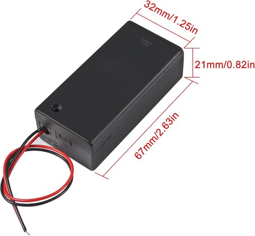 9V Battery Holder Storage Case with Switch & wire leads for DIY Electronics - Picture 4 of 7