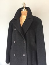 Double Breasted Soft Wool Blend Long Jacket Short Coat B 52" Charcoal