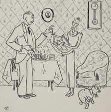 Paar in Stube | Federzeichnung von Richard Seewald | Meggendorfer Blätter