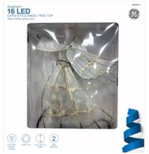 GE StayBright  10" Angel Off-white/gold White Christmas Capiz Tree Topper 16 LED