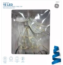 GE StayBright  10" Angel Off-white/gold White Christmas Capiz Tree Topper 16 LED