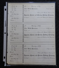 (3) 1880s Antique Paiement Stock de Reçus Geneva Syracuse Corning Chemin Company