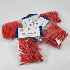 NEW MINI RED CRAFT CLOTHESPINS SEALED PACKS LOT 6 72 TOTAL LOVE NICOLE 1-7/8"