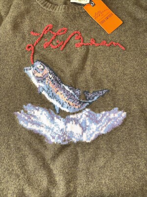 38 NWT LL Bean x Todd Snyder Heritage Bass Fish Merino Wool Knit Sweater Mens XL