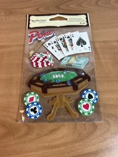 Poker Game Cards Chips Money Table Scrapbooking Stickers by Recollections RARE