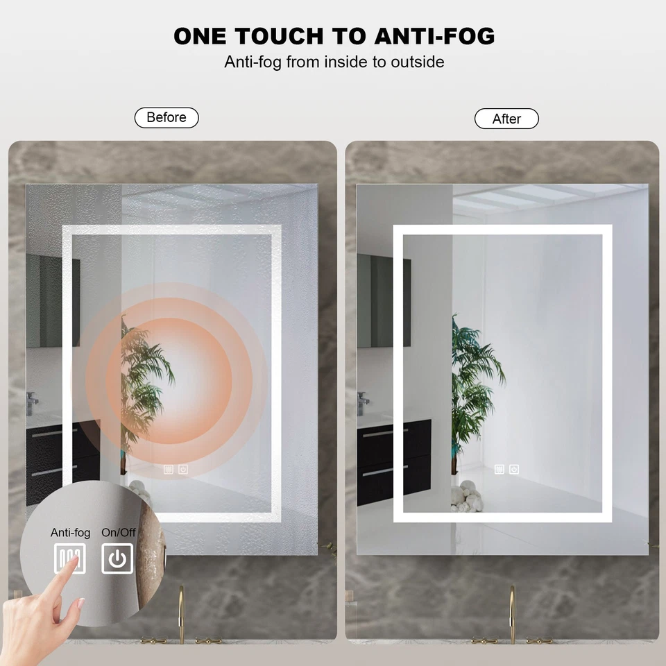 LED Medicine Cabinet with Light Wall Mounted Mirror Cabinet Anti-Fog 3-Color New - Image 4 of 4