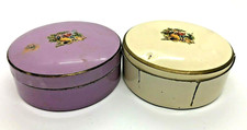LOT 2 VTG 1926 FACE POWDER SPRING TINS PCP BOOTY INVENTOR LILAC WHITE VICTORIAN