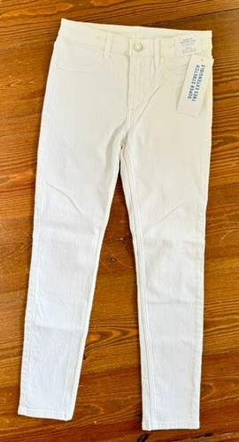 NWT H&M White Skinny Fit Denim Jeans Stretch Girls 9-10Y Adjustable Waist NEW - Picture 2 of 4