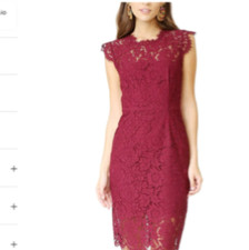 Women's Dress Wine Lace Bodycon Cap Sleeve size L