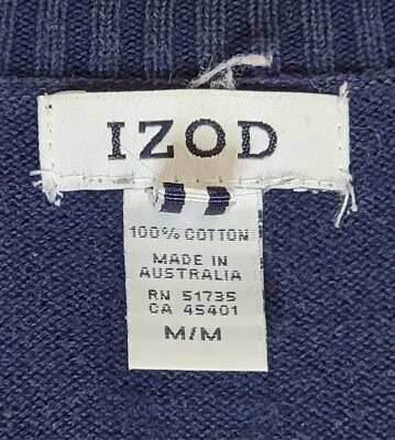 a:) 様 Izod Blue Argyle Sweater Womens Size M 3/4 Sleeve V Neck Vintage