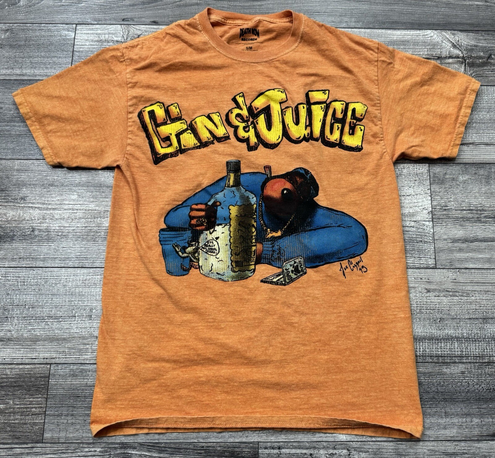 FILA T shirt uomo Death Row Records Gin & Juice grafica arancione lavato taglia S M 2022