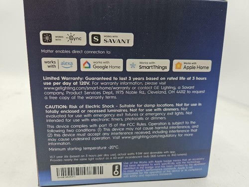GE Direct Connect Full Color Matter Compatible A19 Smart Bulbs, 4 Pack - Picture 3 of 5